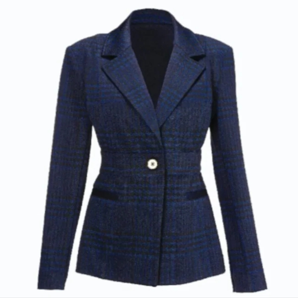 NWT CAbi Navy Checkered Blazer Sz M